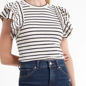 Express Women’s Striped Ruffle Top